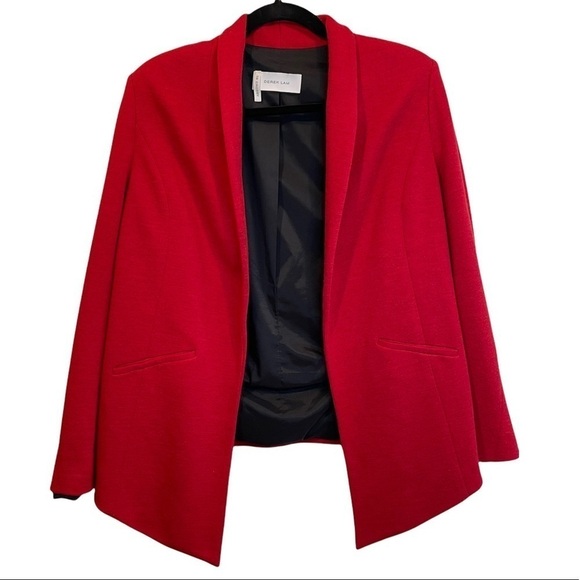 10 Crosby Derek Lam Wool Blend Open Front Blazer Jacket Red 6 - Picture 1 of 9